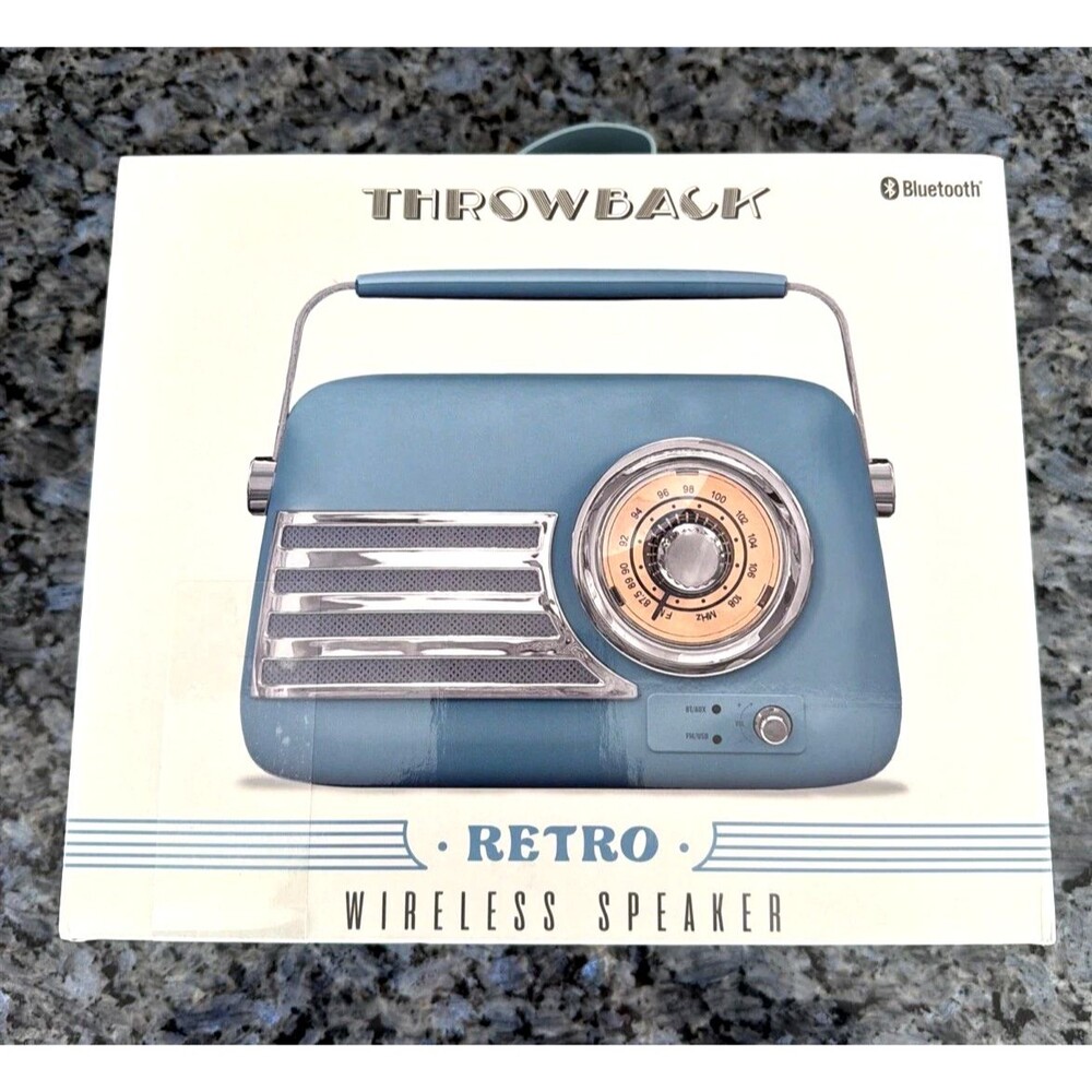 Throwback Blue Retro Wireless Bluetooth Speaker with FM Radio - Vintage Style